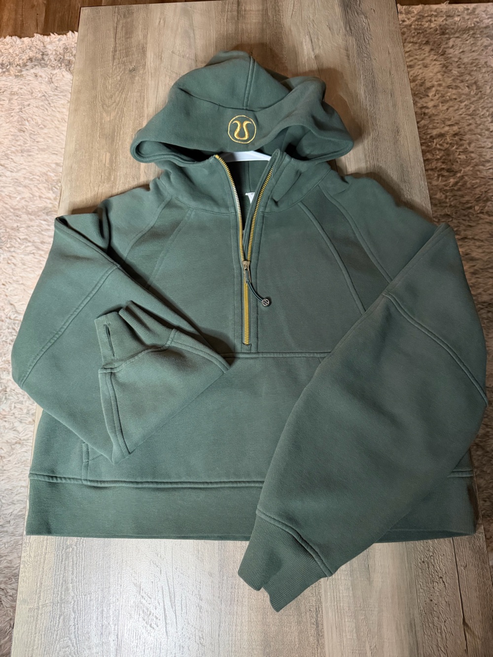 RARE 💎💚 Lululemon Oversized Scuba Hoodie Sz M/L with gold *medium forest*